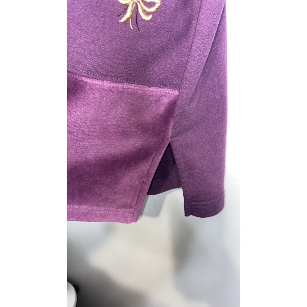 Vintage Alfred Dunner Sweater Womens checkered velvet Floral Embroidery - Picture 5 of 6